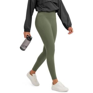 image:imageODODOS Tummy Control 78 Compression Leggings for Women 25 High Waist Workout Yoga Pants with HighPositioned PocketsDark Olive