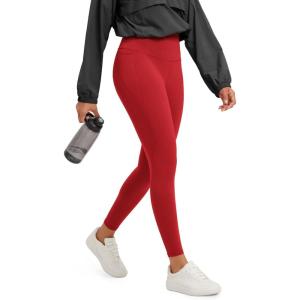 image:imageODODOS Tummy Control 78 Compression Leggings for Women 25 High Waist Workout Yoga Pants with HighPositioned PocketsRed