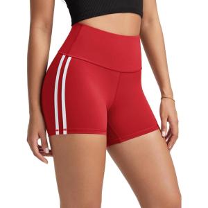 image:imageODODOS Tummy Control Compression Shorts for Women 4  6  8  10 High Waist Workout Biker Shorts with Inner PocketPiping Red