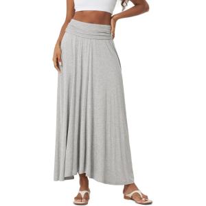 image:imageODODOS Womens 2in1 Maxi DressSkirt  Drapey Soft Stretch Convertible HighWaist Maxi Skirt or Strapless DressHeather Grey
