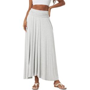 image:imageODODOS Womens 2in1 Maxi DressSkirt  Drapey Soft Stretch Convertible HighWaist Maxi Skirt or Strapless DressHeather White
