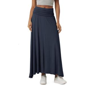 image:imageODODOS Womens 2in1 Maxi DressSkirt  Drapey Soft Stretch Convertible HighWaist Maxi Skirt or Strapless DressNavy