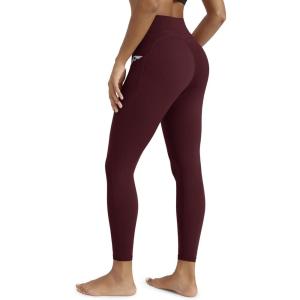 image:imageODODOS Womens 3D Contour Butt Lift 78 Compression Leggings with Pockets High Waist Tummy Control Yoga Pants 25 InseamBurgundy