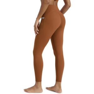 image:imageODODOS Womens 3D Contour Butt Lift 78 Compression Leggings with Pockets High Waist Tummy Control Yoga Pants 25 InseamCaramel