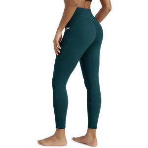 image:imageODODOS Womens 3D Contour Butt Lift 78 Compression Leggings with Pockets High Waist Tummy Control Yoga Pants 25 InseamForest Teal