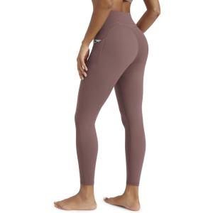 image:imageODODOS Womens 3D Contour Butt Lift 78 Compression Leggings with Pockets High Waist Tummy Control Yoga Pants 25 InseamPurple Taupe