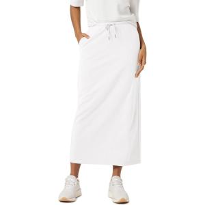 image:imageODODOS Womens Back Split Midi Skirt  Cotton French Terry Drawstring Tie High Waist Casual Long Pencil Skirts with PocketsWhite