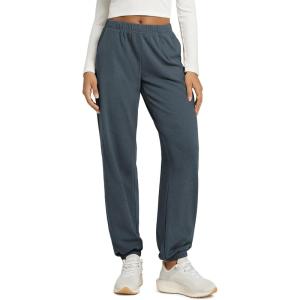 image:imageODODOS Womens Brushed Fleece Jogger Sweatpants  Cozy Warm Adjustable HighRise Relaxed Lounge Pants with PocketsDark Blue Heather