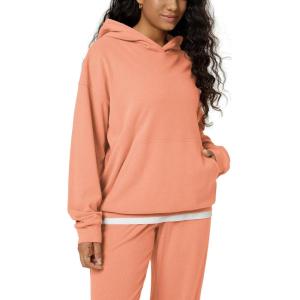image:imageODODOS Womens Brushed Fleece Oversized Hoodie  Cozy Warm Long Sleeve Pullover Sweatshirt with Kangaroo PocketCoral Heather