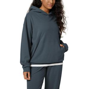image:imageODODOS Womens Brushed Fleece Oversized Hoodie  Cozy Warm Long Sleeve Pullover Sweatshirt with Kangaroo PocketDark Blue Heather