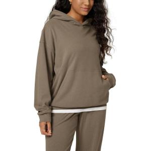 image:imageODODOS Womens Brushed Fleece Oversized Hoodie  Cozy Warm Long Sleeve Pullover Sweatshirt with Kangaroo PocketWood Brown Heather