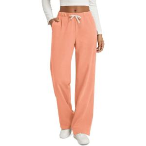 image:imageODODOS Womens Brushed Fleece Straight Leg Pants  Cozy Warm High Waisted Relaxed Lounge Sweatpants with Pockets 29 InseamCoral Heather