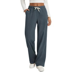 image:imageODODOS Womens Brushed Fleece Straight Leg Pants  Cozy Warm High Waisted Relaxed Lounge Sweatpants with Pockets 29 InseamDark Blue Heather