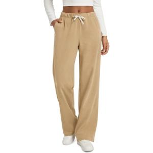 image:imageODODOS Womens Brushed Fleece Straight Leg Pants  Cozy Warm High Waisted Relaxed Lounge Sweatpants with Pockets 29 InseamSand Heather