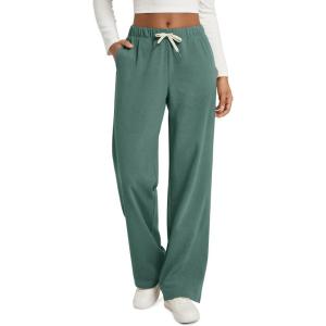image:imageODODOS Womens Brushed Fleece Straight Leg Pants  Cozy Warm High Waisted Relaxed Lounge Sweatpants with Pockets 29 InseamTeal Green Heather