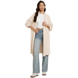 image:imageODODOS Womens Cardigan Sweater Longer Length Open Front Drape Coatigan Warm Soft Knit Long Sleeve OuterwearBeige
