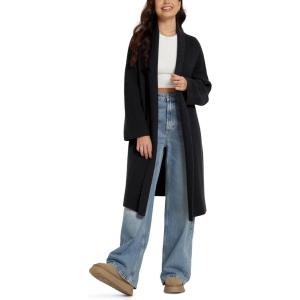 image:imageODODOS Womens Cardigan Sweater Longer Length Open Front Drape Coatigan Warm Soft Knit Long Sleeve OuterwearBlack