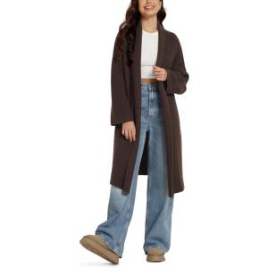 image:imageODODOS Womens Cardigan Sweater Longer Length Open Front Drape Coatigan Warm Soft Knit Long Sleeve OuterwearDark Brown