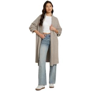 image:imageODODOS Womens Cardigan Sweater Longer Length Open Front Drape Coatigan Warm Soft Knit Long Sleeve OuterwearDune Heather