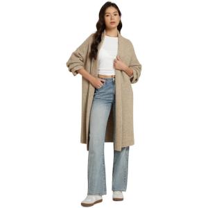 image:imageODODOS Womens Cardigan Sweater Longer Length Open Front Drape Coatigan Warm Soft Knit Long Sleeve OuterwearMarzipan Heather