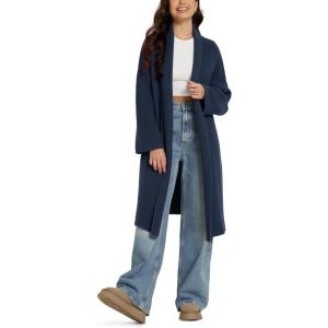 image:imageODODOS Womens Cardigan Sweater Longer Length Open Front Drape Coatigan Warm Soft Knit Long Sleeve OuterwearNavy
