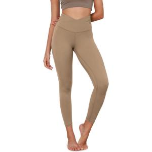 image:imageODODOS Womens Cross Waist Yoga Leggings with Inner Pocket 232528 Gathered Crossover Workout Yoga PantsLight Brown
