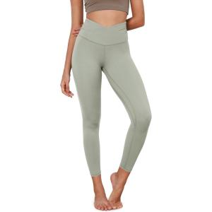image:imageODODOS Womens Cross Waist Yoga Leggings with Inner Pocket 232528 Gathered Crossover Workout Yoga PantsLime Stone