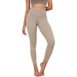 image:imageODODOS Womens Cross Waist Yoga Leggings with Inner Pocket 232528 Gathered Crossover Workout Yoga PantsShaker Beige
