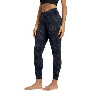 image:imageODODOS Womens Cross Waist Yoga Leggings with Inner Pocket 232528 Gathered Crossover Workout Yoga PantsTie Dye Smoke Ink