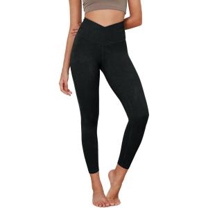 image:imageODODOS Womens Cross Waist Yoga Leggings with Inner Pocket 232528 Gathered Crossover Workout Yoga PantsWave Black