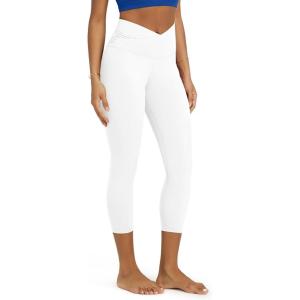 image:imageODODOS Womens Cross Waist Yoga Leggings with Inner Pocket 232528 Gathered Crossover Workout Yoga PantsWhite