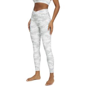image:imageODODOS Womens Cross Waist Yoga Leggings with Inner Pocket 232528 Gathered Crossover Workout Yoga PantsWhite Camo