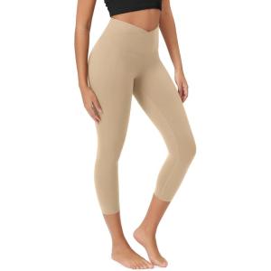 image:imageODODOS Womens Crossover Leggings with Back Pocket 23  25  28 Buttery Soft V High Wasit Lounge Yoga PantsBeige