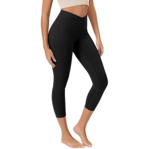 image:imageODODOS Womens Crossover Leggings with Back Pocket 23  25  28 Buttery Soft V High Wasit Lounge Yoga PantsBlack