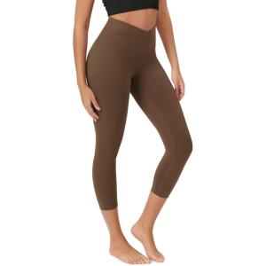 image:imageODODOS Womens Crossover Leggings with Back Pocket 23  25  28 Buttery Soft V High Wasit Lounge Yoga PantsBrunette