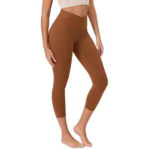 image:imageODODOS Womens Crossover Leggings with Back Pocket 23  25  28 Buttery Soft V High Wasit Lounge Yoga PantsCaramel