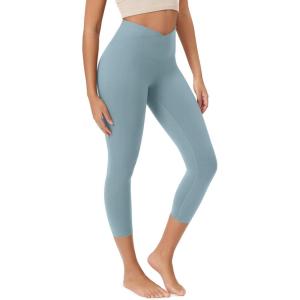 image:imageODODOS Womens Crossover Leggings with Back Pocket 23  25  28 Buttery Soft V High Wasit Lounge Yoga PantsChambray