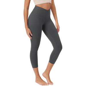 image:imageODODOS Womens Crossover Leggings with Back Pocket 23  25  28 Buttery Soft V High Wasit Lounge Yoga PantsCharcoal