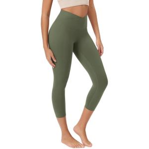image:imageODODOS Womens Crossover Leggings with Back Pocket 23  25  28 Buttery Soft V High Wasit Lounge Yoga PantsDark Olive