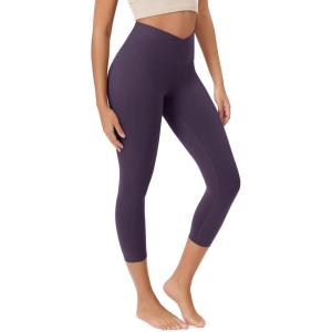 image:imageODODOS Womens Crossover Leggings with Back Pocket 23  25  28 Buttery Soft V High Wasit Lounge Yoga PantsDark Purple