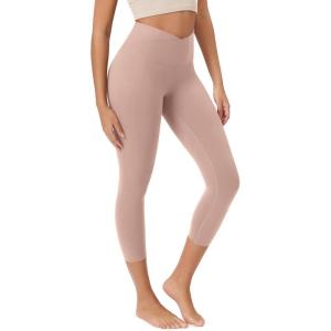 image:imageODODOS Womens Crossover Leggings with Back Pocket 23  25  28 Buttery Soft V High Wasit Lounge Yoga PantsDusty Pink