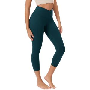 image:imageODODOS Womens Crossover Leggings with Back Pocket 23  25  28 Buttery Soft V High Wasit Lounge Yoga PantsForest Teal
