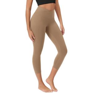 image:imageODODOS Womens Crossover Leggings with Back Pocket 23  25  28 Buttery Soft V High Wasit Lounge Yoga PantsLight Brown