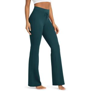 image:imageODODOS Womens Drawstring Tie Flared Pants High Waist Bootcut Workout Yoga Pants  30  32 InseamForest Teal