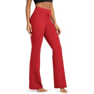image:imageODODOS Womens Drawstring Tie Flared Pants High Waist Bootcut Workout Yoga Pants  30  32 InseamRed