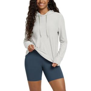 image:imageODODOS Womens Essential Hoodie  Ultra Soft odSTRATUM Tech Pullover UPF 50 Moisture Wicking Long Sleeve TopSalt Heather