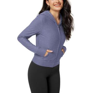 image:imageODODOS Womens FullZip Cropped Hoodie  odSTRATUM Tech Ultra Soft UPF 50 Hooded Jacket with PocketsCosmic Heather