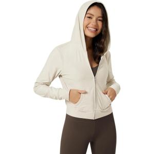 image:imageODODOS Womens FullZip Cropped Hoodie  odSTRATUM Tech Ultra Soft UPF 50 Hooded Jacket with PocketsMilkweed Heather