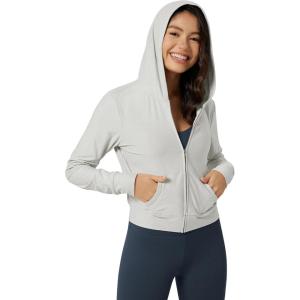 image:imageODODOS Womens FullZip Cropped Hoodie  odSTRATUM Tech Ultra Soft UPF 50 Hooded Jacket with PocketsSalt Heather