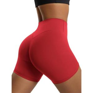 image:imageODODOS Womens Hidden Scrunch Butt Lifting Shorts 5 Inseam  No Front Seam High Waist Booty Sculpting Yoga Biker ShortsRed